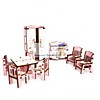 Цветной набор мебели "Зал" (розовый с цветами)