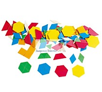 Комплект плоских геометрических фигур разных цветов
